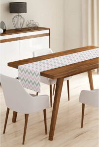 Běhoun na stůl z mikrovlákna Minimalist Cushion Covers Pinky Grey Stripes