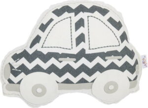 Šedo-bílý dětský polštářek s příměsí bavlny Apolena Pillow Toy Car