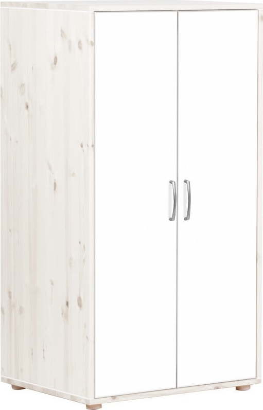 Bílá dětská šatní skříň s lakovanými dveřmi z borovicového dřeva Flexa Classic