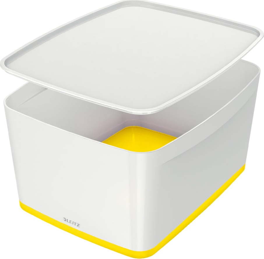 Bílo-žlutý úložný box s víkem Leitz Office
