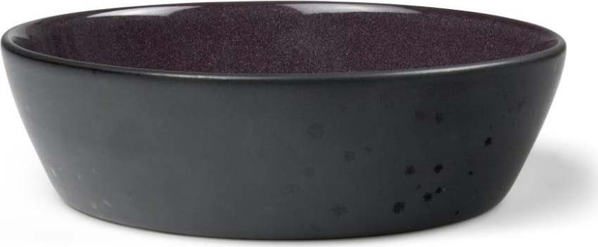 Černá kameninová servírovací mísa s vnitřní glazurou ve fialové barvě Bitz Mensa