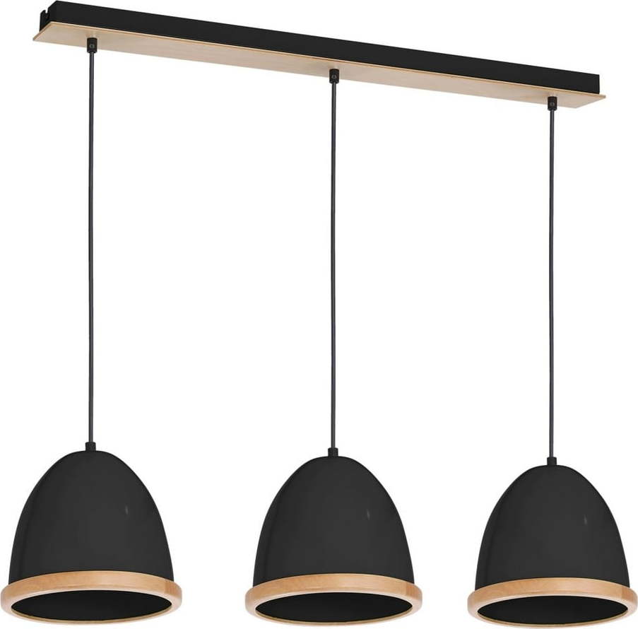 Černé závěsné svítidlo s dřevěnými detaily Homemania Studio Tres Homemania