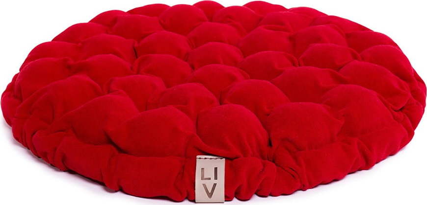 Červený sedací polštářek s masážními míčky Linda Vrňáková Bloom