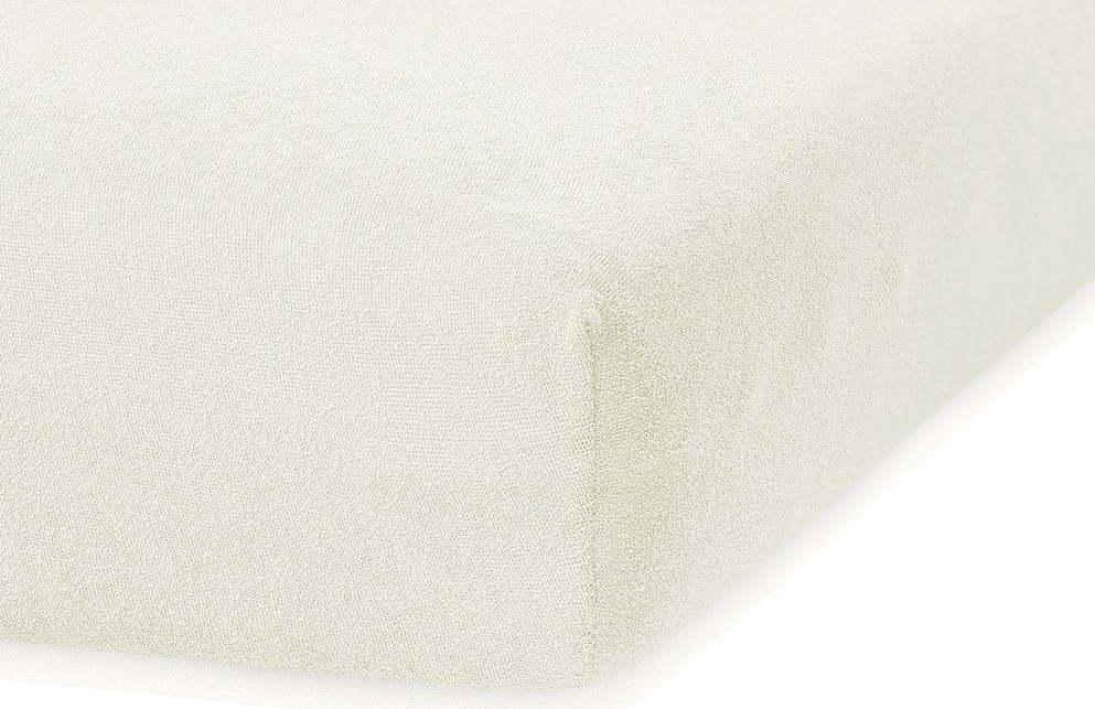 Krémově bílé elastické prostěradlo s vysokým podílem bavlny AmeliaHome Ruby