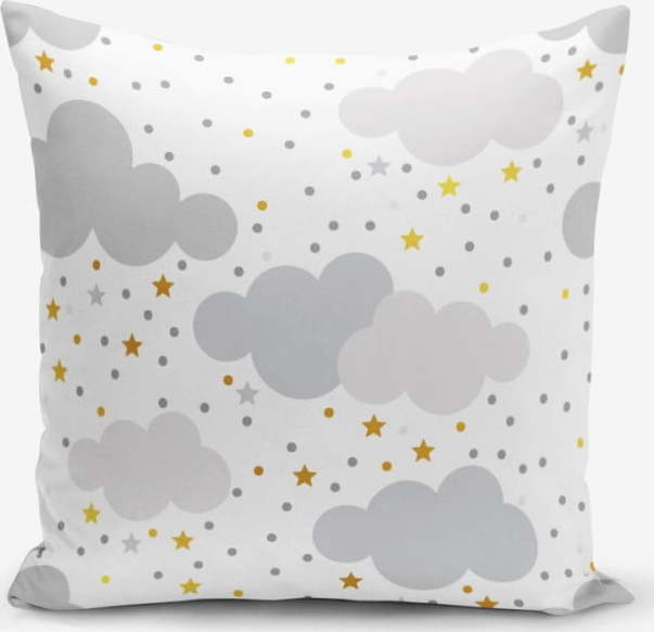 Povlak na polštář s příměsí bavlny Minimalist Cushion Covers Grey Clouds With Points Stars