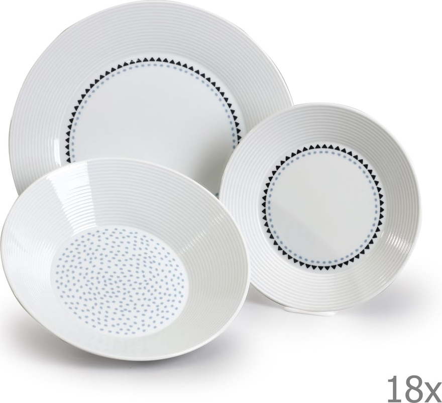Sada 18 porcelánových talířů s trojúhelníčky Thun Lea THUN