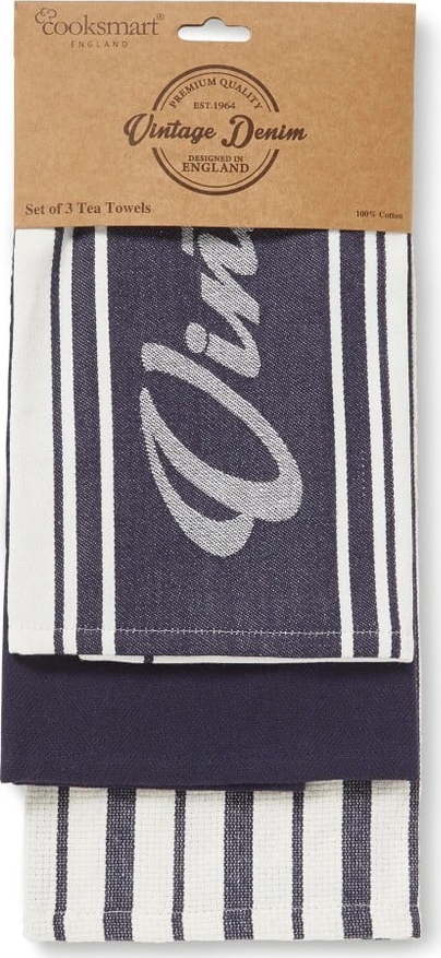 Sada 3 kuchyňských utěrek z bavlny Cooksmart ® Oxford Denim Cooksmart