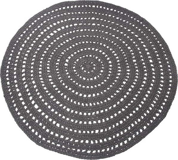 Tmavě šedý kruhový bavlněný koberec LABEL51 Knitted