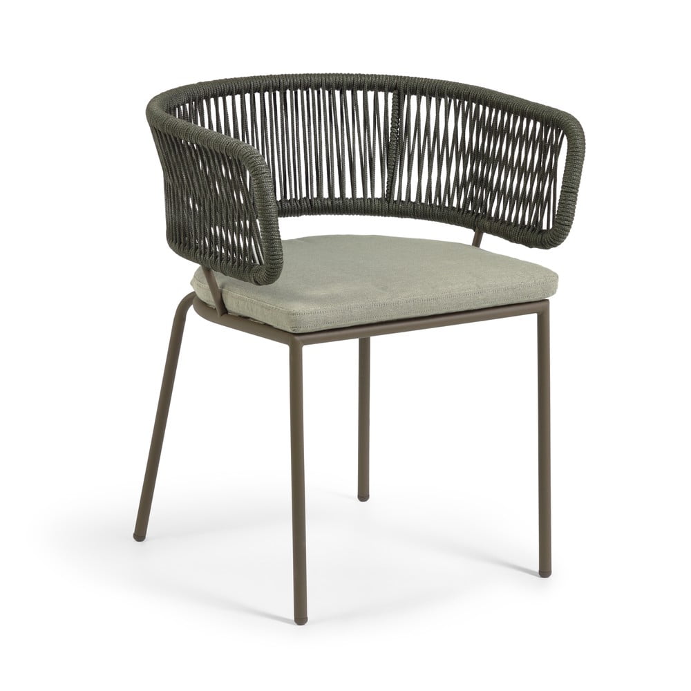 Zahradní židle s ocelovou konstrukcí a zeleným výpletem La Forma Nadin La Forma