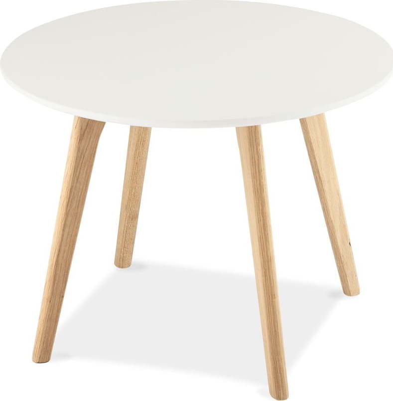 Bílý konferenční stolek s nohami z dubového dřeva Furnhouse Life