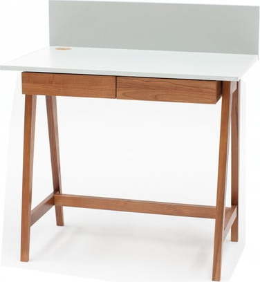 Bílý psací stůl s podnožím z jasanového dřeva Ragaba Luka Oak
