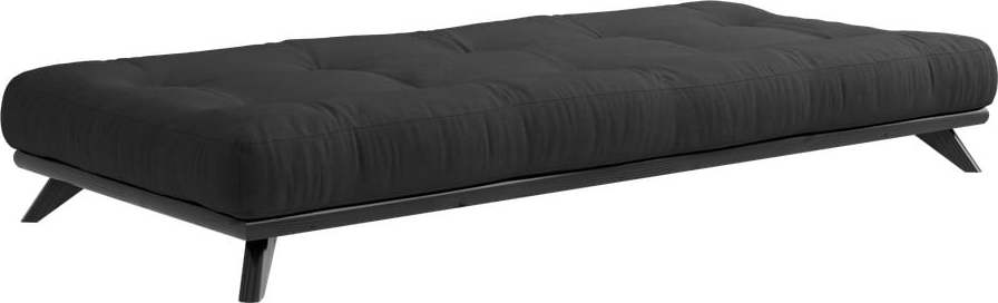 Černá jednolůžková postel z masivního borovicového dřeva s matrací Karup Design Comfort