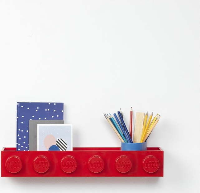 Dětská červená nástěnná polička LEGO® Sleek LEGO