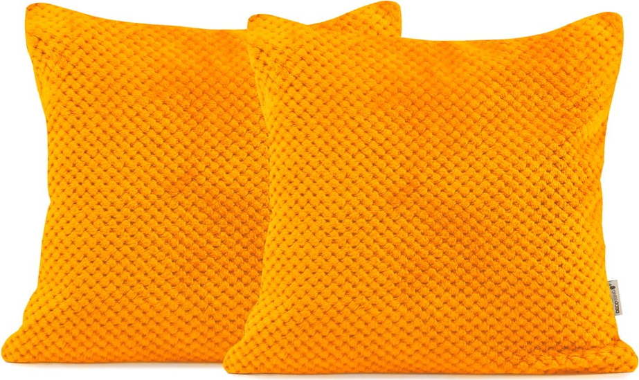 Sada 2 oranžových dekorativních polštářů z mikrovlákna DecoKing Henry