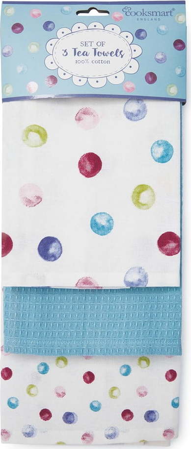 Sada 3 bavlněných kuchyňských utěrek Cooksmart ® Spotty Dotty Cooksmart