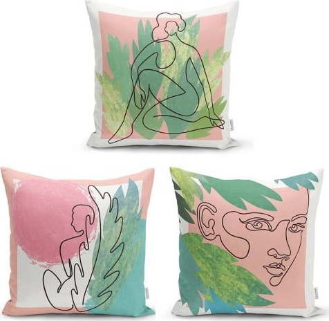 Sada 3 dekorativních povlaků na polštáře Minimalist Cushion Covers Colourful Minimalist