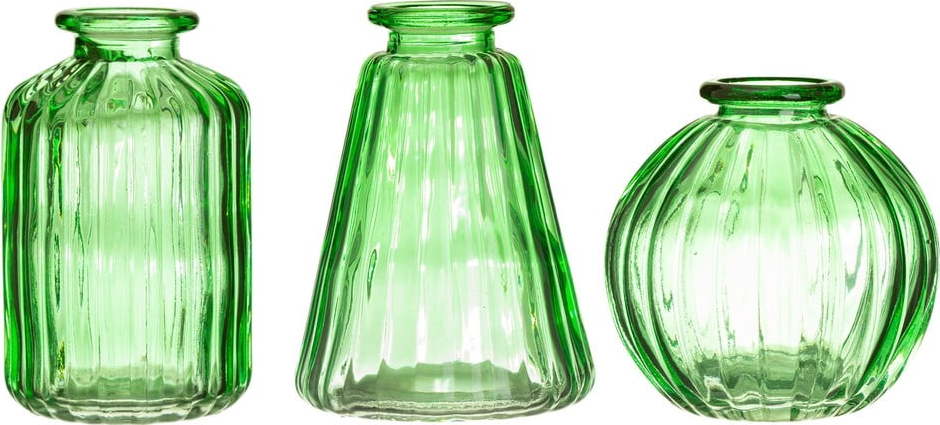 Sada 3 zelených skleněných váz Sass & Belle Bud Sass & Belle