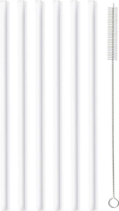 Sada 6 bílých skleněných brček na pití Vialli Design