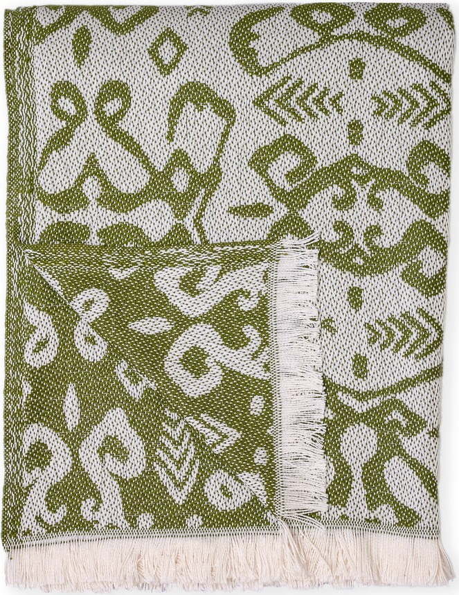 Tmavě zelený pléd s podílem bavlny Euromant Summer Linen