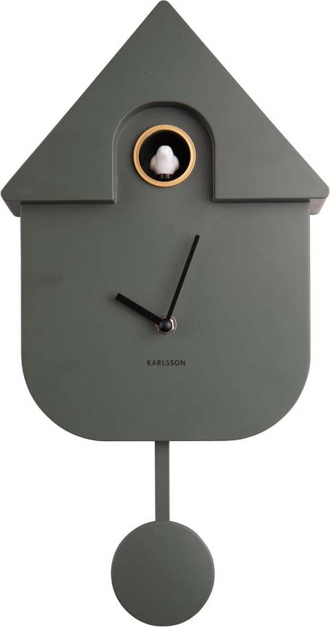 Zelené nástěnné kyvadlové hodiny Karlsson Modern Cuckoo