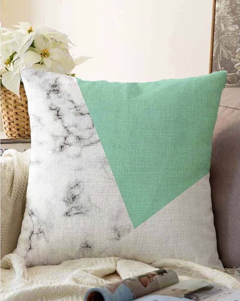Zeleno-šedý povlak na polštář s příměsí bavlny Minimalist Cushion Covers Marble