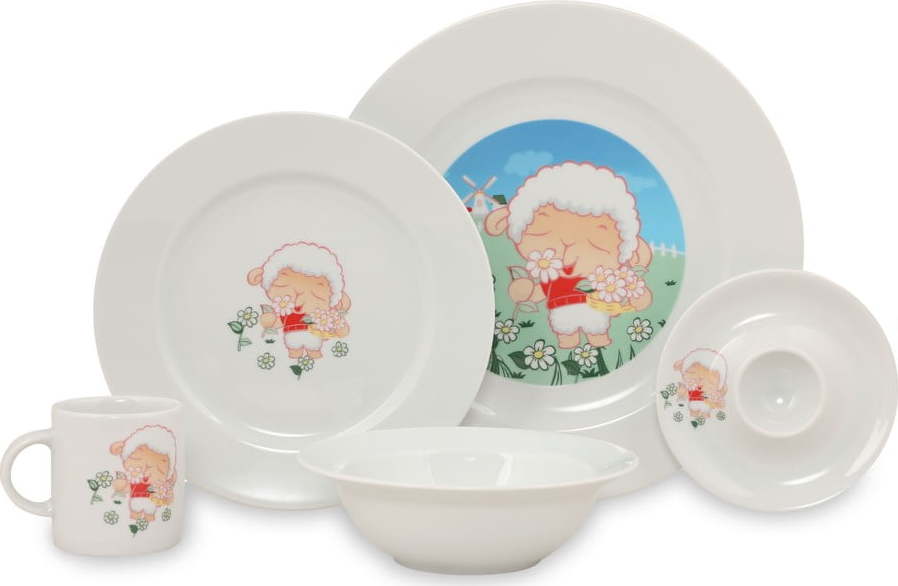 5dílný dětský porcelánový jídelní set Kütahya Porselen Sheep Kütahya Porselen