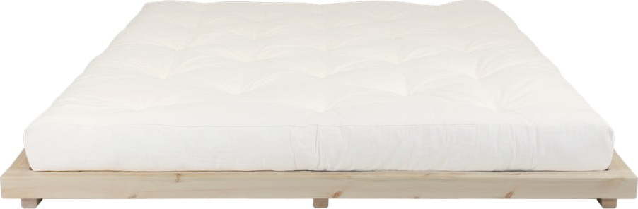 Dvoulůžková postel z borovicového dřeva s matrací Karup Design Dock Comfort Mat Natural Clear/Natural