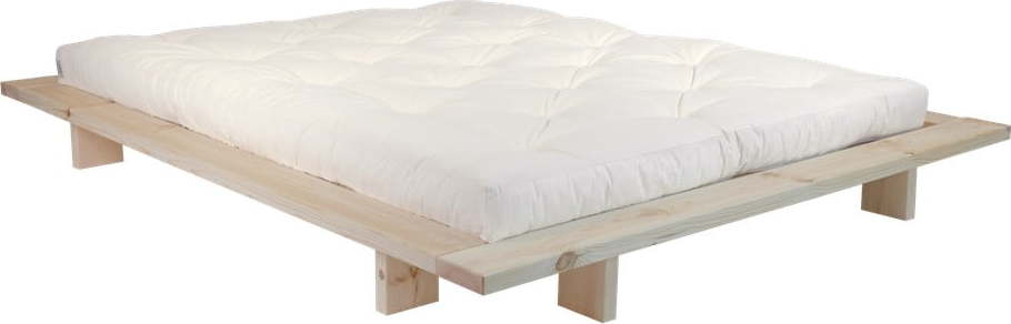 Dvoulůžková postel z borovicového dřeva s matrací Karup Design Japan Comfort Mat Raw/Natural