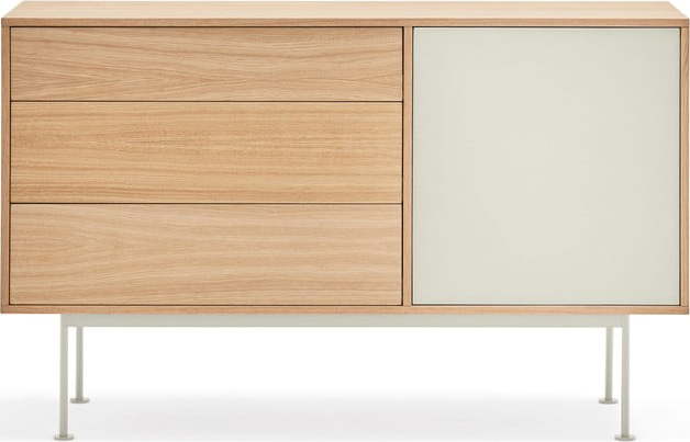 Krémově bílá komoda v dubovém dekoru Teulat Yoko