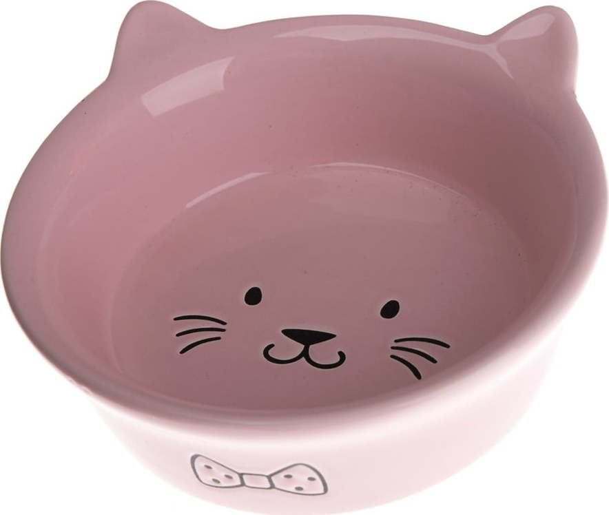 Růžová keramická miska pro kočky Dakls