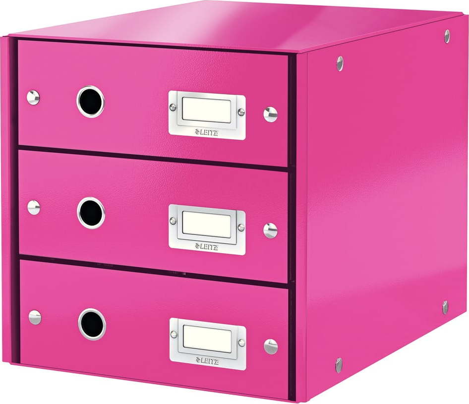 Růžový box se 3 zásuvkami Leitz Office