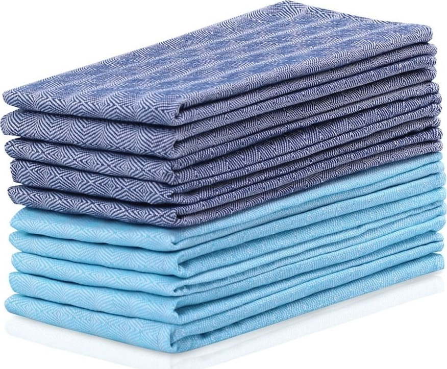 Sada 10 modro-tyrkysových bavlněných utěrek DecoKing Louie