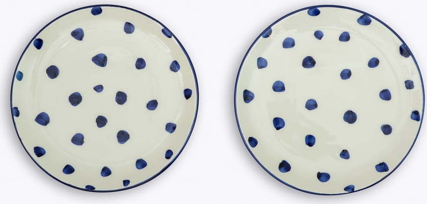 Sada 2 keramických talířů Madre Selva Blue Dots