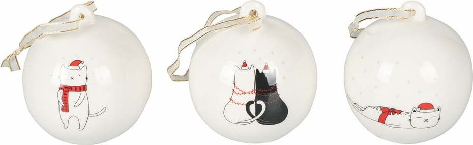 Sada 3 porcelánových vánočních ozdob Villa d'Este Xmas Cat Villa d'Este