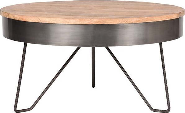 Šedý konferenční stolek s deskou z mangového dřeva LABEL51 Saran