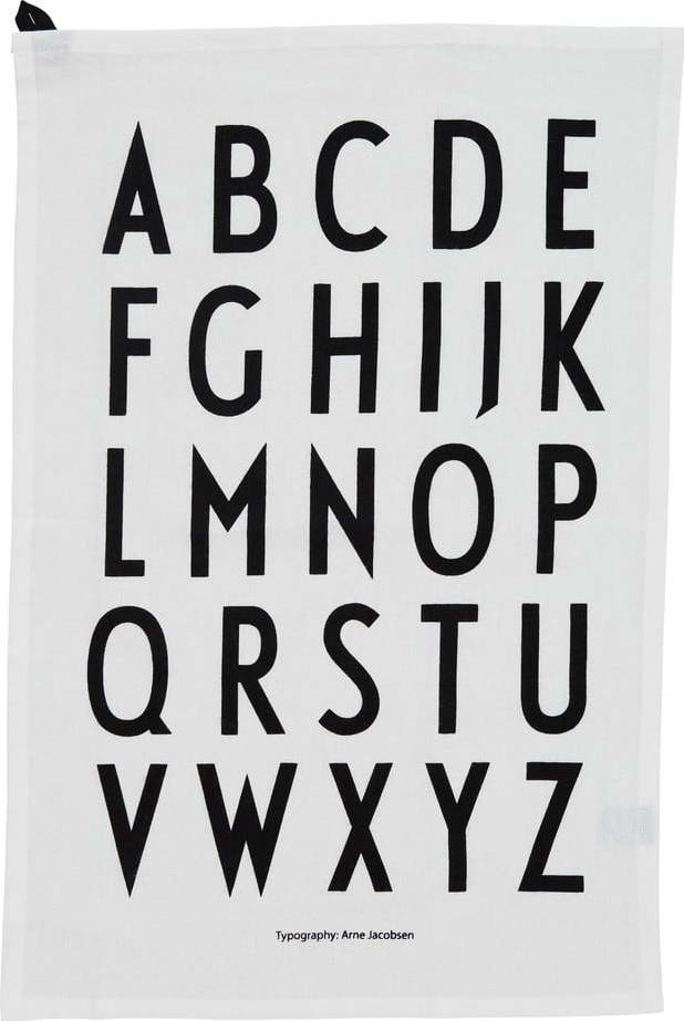 Bílá bavlněná utěrka Design Letters Alphabet