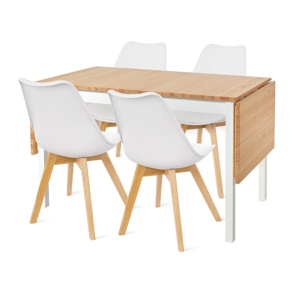 Bílý jídelní set loomi.design se stolem Brisbane a židlemi Retro loomi.design