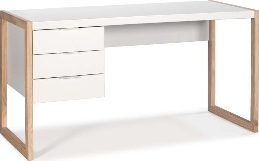 Bílý psací stůl s nohami z borovicového dřeva Marckeric Frank Marckeric