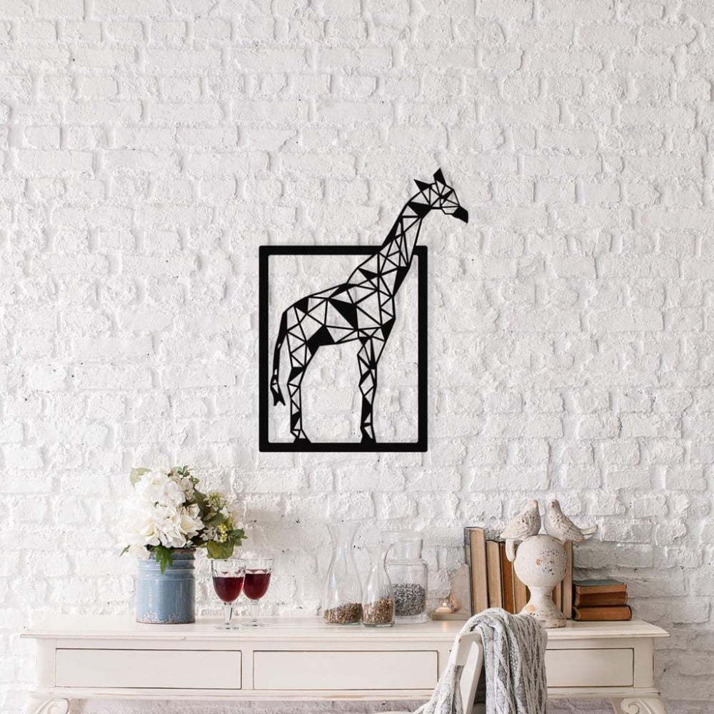 Černá kovová nástěnná dekorace Giraffe