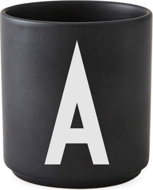Černý porcelánový šálek Design Letters Alphabet A