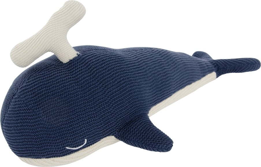 Modro-bílá mazlící hračka Kindsgut Whale KINDSGUT