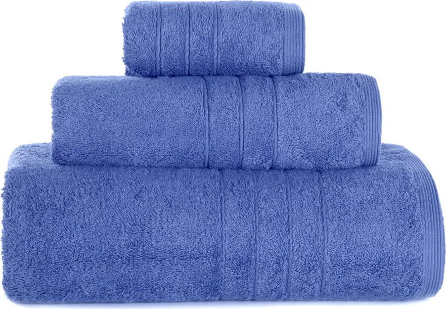 Sada 2 modrých bavlněných ručníků a osušky IHOME Omega IHOME