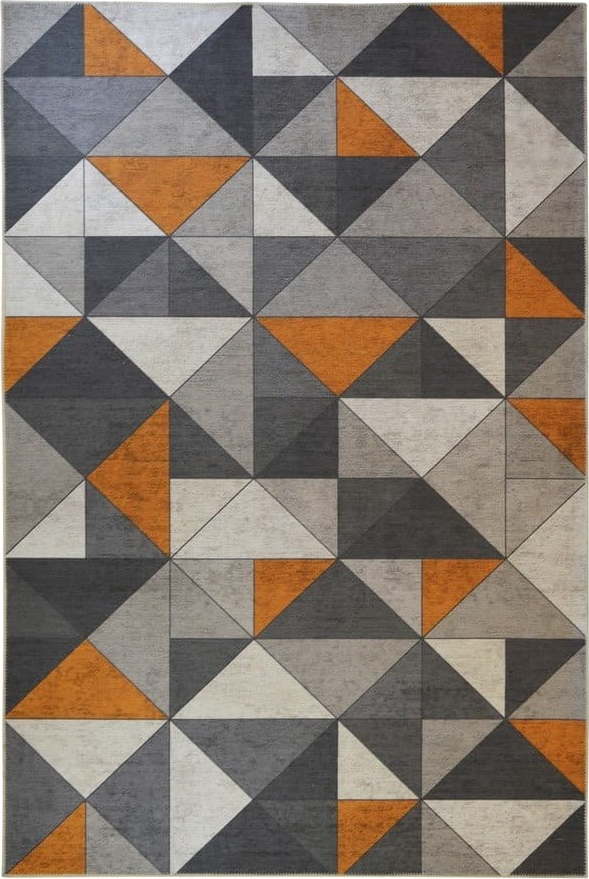 Šedo-oranžový koberec Floorita Shapes