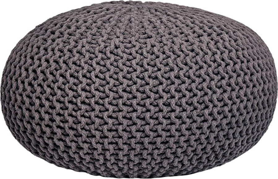 Tmavě šedý pletený puf LABEL51 Knitted XL