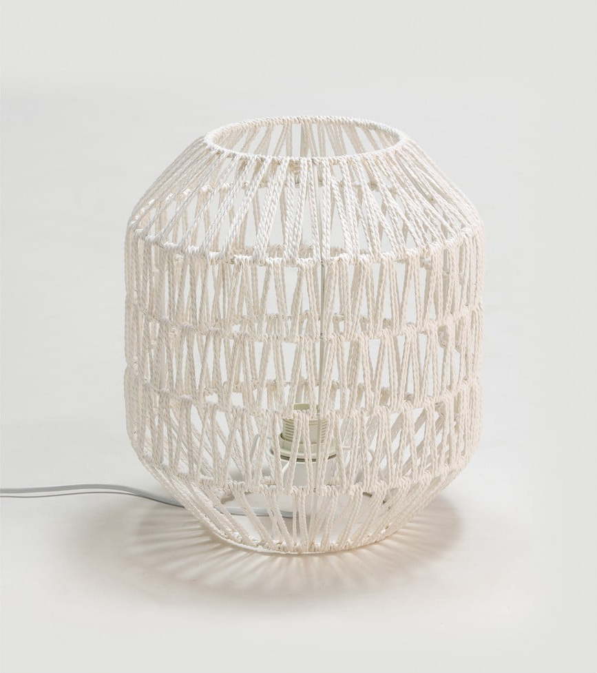 Bílá stolní lampa s textilním stínidlem Tierra Bella Yaka