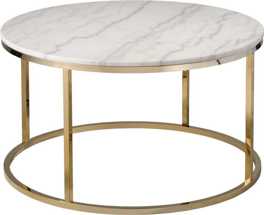 Bílý mramorový konferenční stolek s podnožím ve zlaté barvě RGE Accent