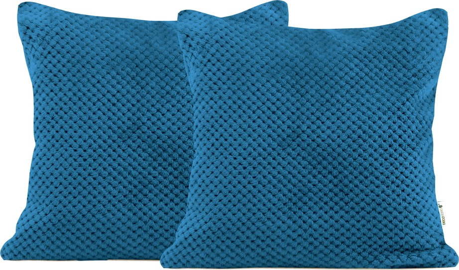Sada 2 modrých dekorativních povlaků na polštář z mikrovlákna DecoKing Henry