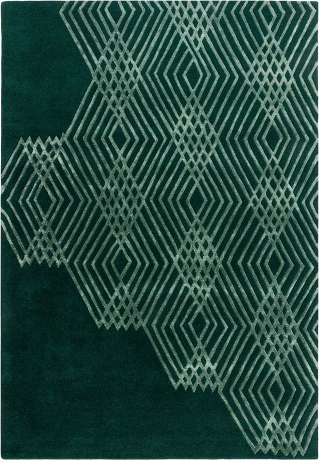 Zelený vlněný koberec Flair Rugs Diamonds