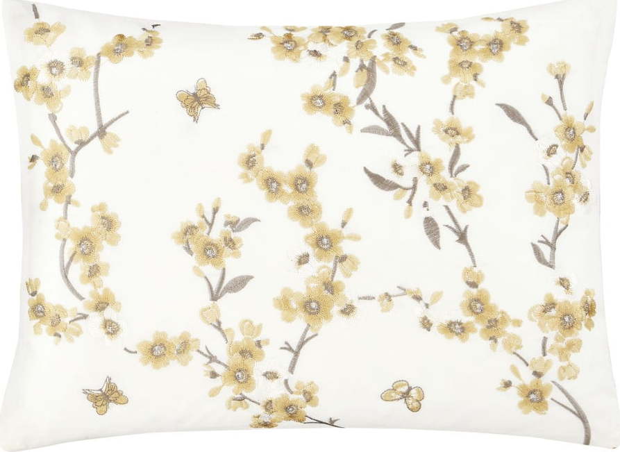 Bílo-žlutý polštář Catherine Lansfield Embroidered Blossom