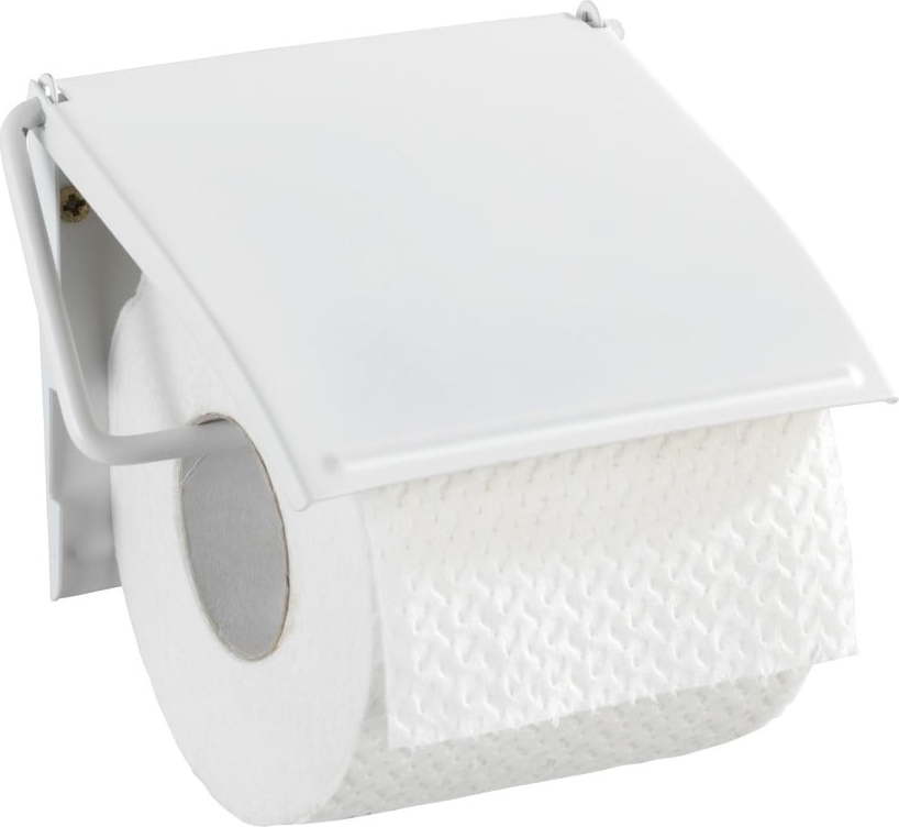 Bílý nástěnný držák na toaletní papír Wenko Cover WENKO